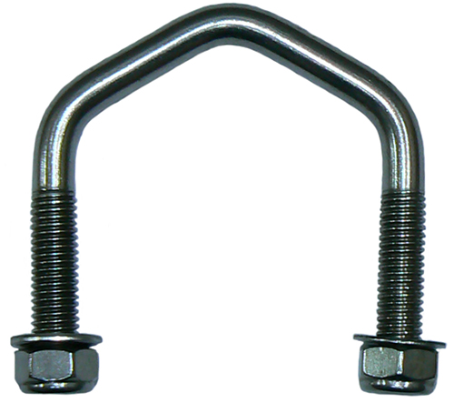 304 stainless steel U-bolt, incl nyloc nuts + washers – M8 x 1.25 x 30mm thread with 52mm x 55mm capability
